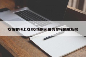 疫情非税上交/疫情期间税务非接触式服务